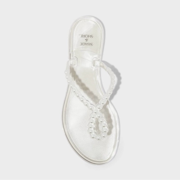Shade & Shore Women's Clear Sandals with Pearl Details - Picture 2 of 3